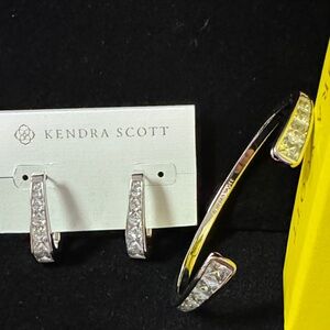 Kendra Scott Parker Silver and White Crystal Earring & Bracelet Set